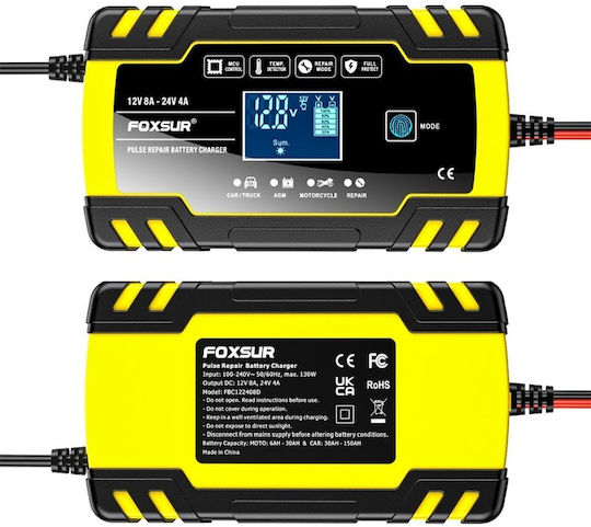 Foxsur B0228-Y Зарядно за автомобилна батерия 12/24V