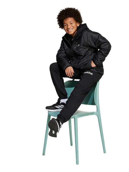 Kids' Sports Jacket with Hood Black Padded
