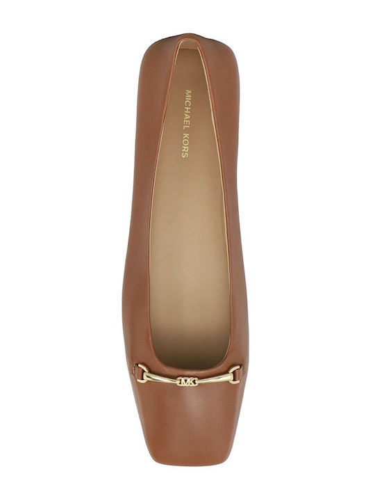 Lederne Damen Ballerinas in Tabac Braun Farbe