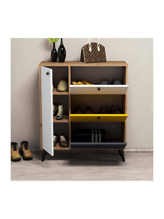 Shoe Cabinet 6 Shelves 4 Doors Multicolour 90x35x105cm