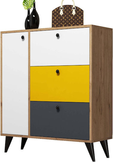 Shoe Cabinet 6 Shelves 4 Doors Multicolour 90x35x105cm
