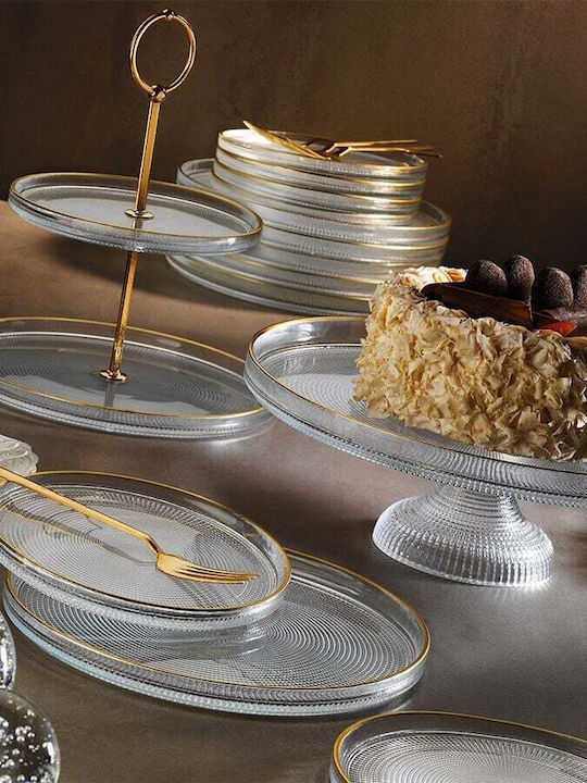 SteweHome Glass Dinnerware Set Collection Gold Shine 6 Persons 16x16cm