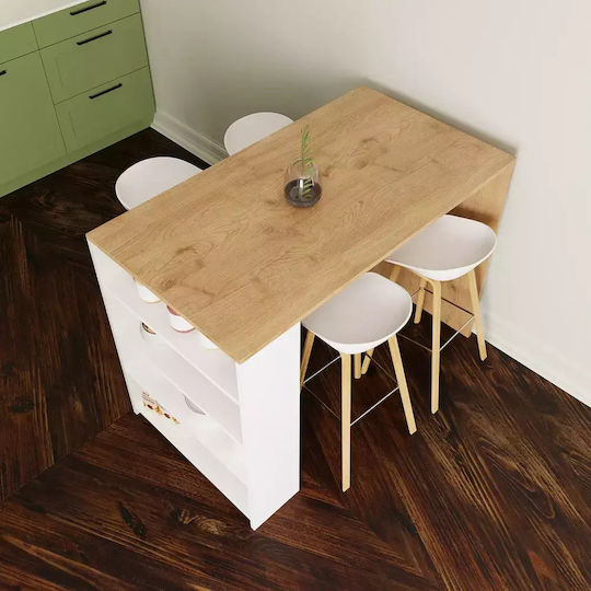 Modern Bar Table with Shelves White Wood 120x60x92cm Modern Bar Table with Shelves White Wood 120x60x92cm