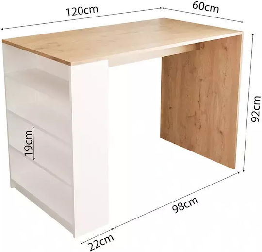 Modernes Bar-Tisch Regal Weißes Holz 120x60x92cm