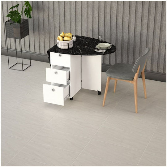 Extendable Kitchen Table Practical Drawers Marble Black Dimensions 141x72x75cm Extendable Kitchen Table Practical Drawers Marble Black Dimensions 141x72x75cm