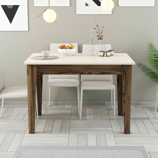 SteweHome Esszimmer- und Küchentisch Walnuss Creme 110x72x75cm