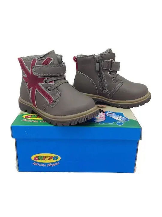 Lederne Kinderstiefel Gray