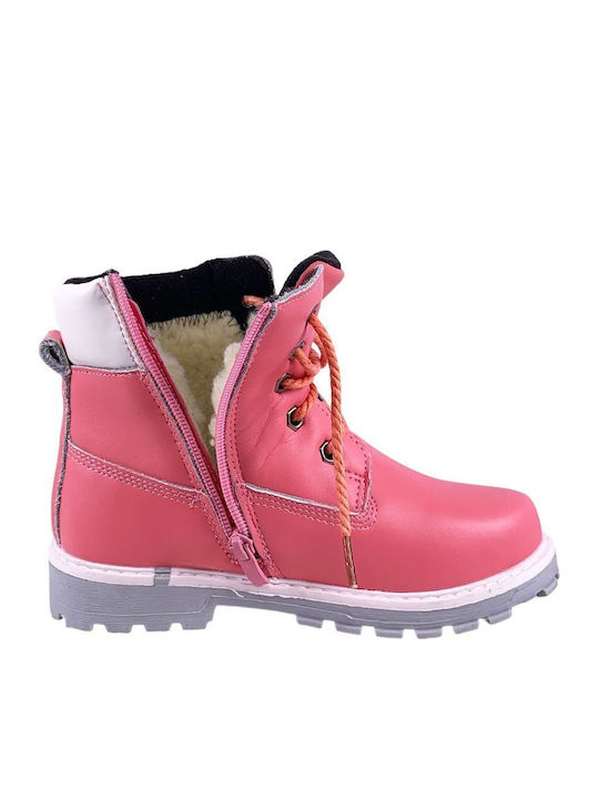 Leather Kids Boots Pink