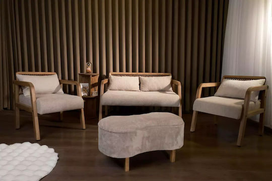 SteweHome Studentenmöbel-Set 5 Stück – Wohnzimmer Set Mit Tisch Und Stauraum Pouf 120x65x41cm
