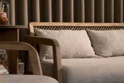 SteweHome Studentenmöbel-Set 5 Stück – Wohnzimmer Set Mit Tisch Und Stauraum Pouf 120x65x41cm