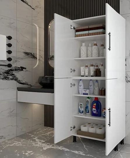 Multipurpose Bathroom Or Kitchen Cabinet White 70x32x172cm