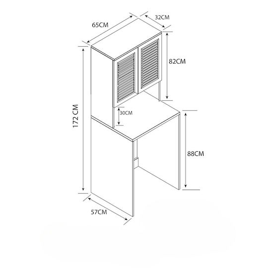 SteweHome Badezimmerschrank Weiß & Anthrazit Mdf Aufbewahrungsraum 170x65x57cm
