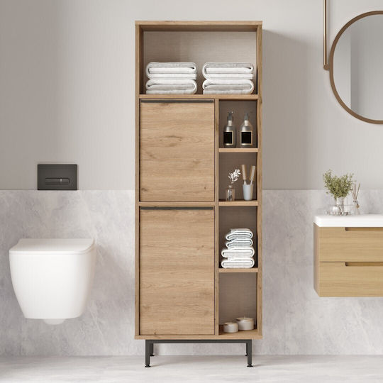 Badezimmerschrank Mdf Mit Metallfüßen Eiche 153.9x60x35cm