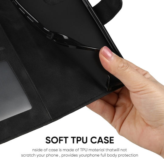 Skin Feel Geometric Lines Back Cover Leather / Silicone with Strap Black (Galaxy S10 5G)