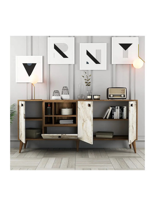 Μπουφές Ξύλινος Πόρτες Κρέμα Μαρμάρου 180x35x81cm