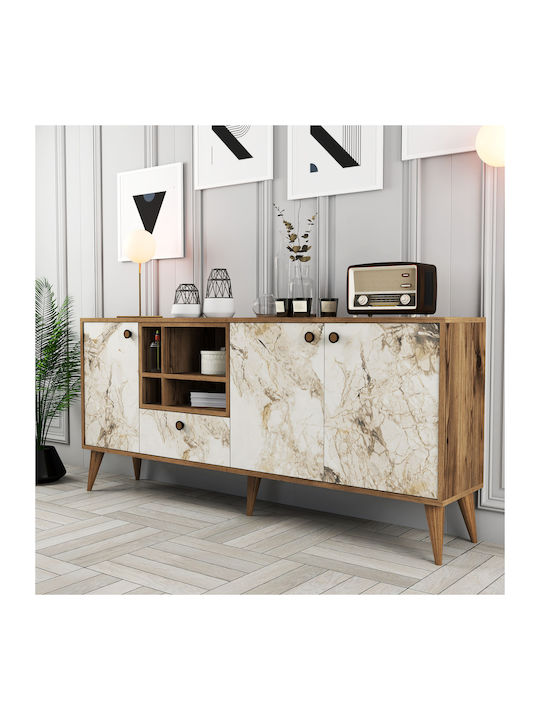 Μπουφές Ξύλινος Πόρτες Κρέμα Μαρμάρου 180x35x81cm