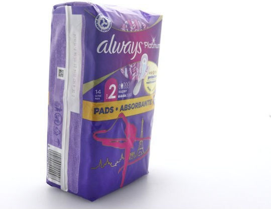 Always Platinum Ultra Super Plus Sanitary Pads with Wings for Normal Flow 5 Drops Size 2 in Double Pack 2x7pcs