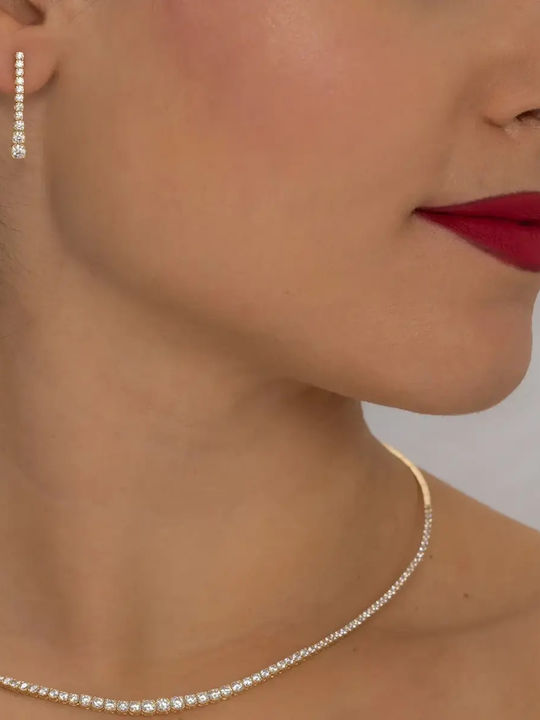 Set with Necklace , Earrings & Ring from Gold 14K with Stones