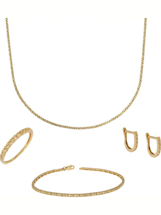 Set with Necklace , Earrings & Ring from Gold 14K with Stones