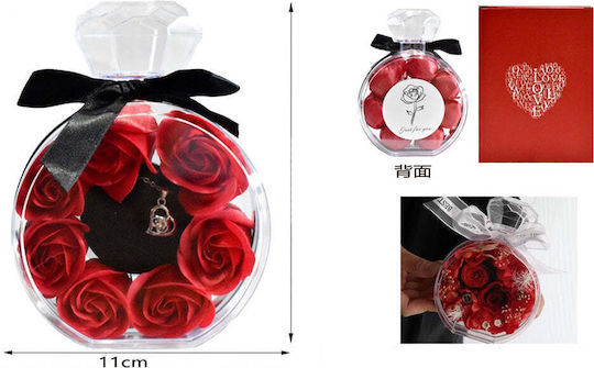 Round Transparent Gift Box Red Roses 15×11 Cm