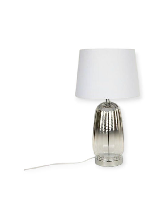 Karvounis Glas Tischlampe mit Weiß Schirm und Basis