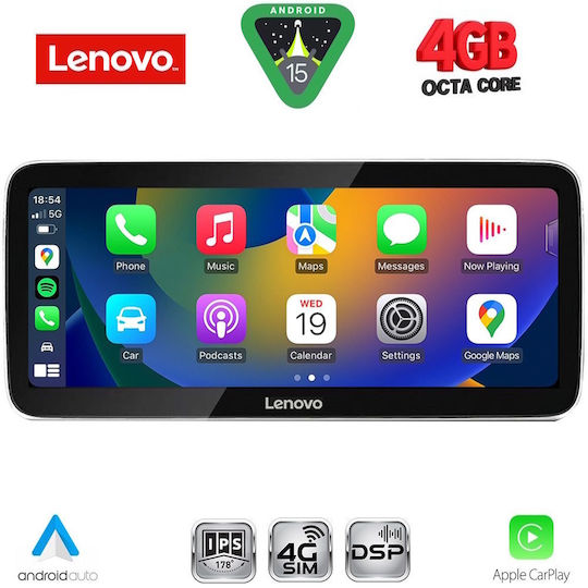 Lenovo Автомобилна Аудио Система (Блутут/USB/WiFi/GPS/Apple-Carplay/Android-Auto) с Тъчскрийн 12.3"