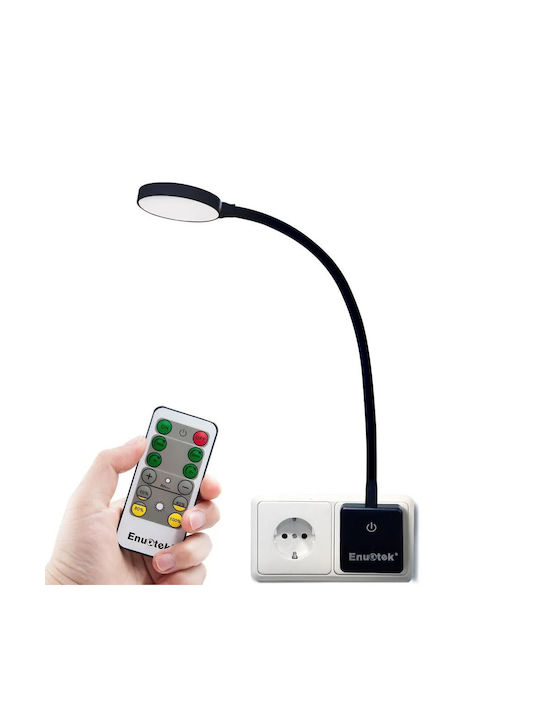 Гъвкава LED Лампа Enuotek *5453106 8865-48 4W 350lm 4000K Дистанционно Управление Регулируема Водоустойчива IP20 Стомана Пластмаса Черна Ø 7.5 X 48.5 см