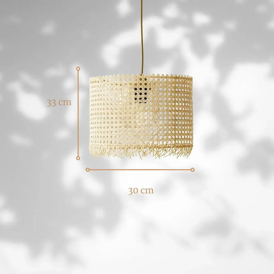 Modern Scandinavian Ceiling Light Natural Hazeran Bamboo 30x33cm