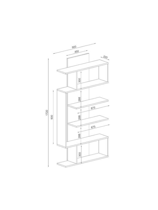 Bibliothek Jade Natural Chipboard/Melamine 90x22x172cm