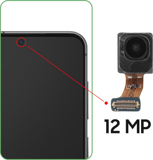 Clappio Replacement 12mp Front Camera Galaxy S23 S23 Plus Black