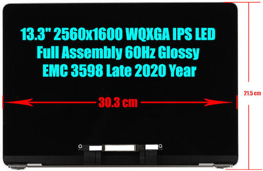 Monitor 13.3" IPS / LED / 60Hz 2560x1600 Glossy for Laptop Apple MacBook Air 13 A2337 (EMC 3598) Late 2020