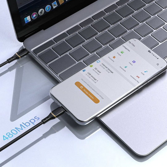 Dudao USB 2.0 Cable USB-C male - USB-C 60W PD Μαύρο 1m 304004-204493