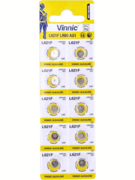 Vinnic Αλκαλικές Μπαταρίες Ρολογιών LR60 3V 10τμχ