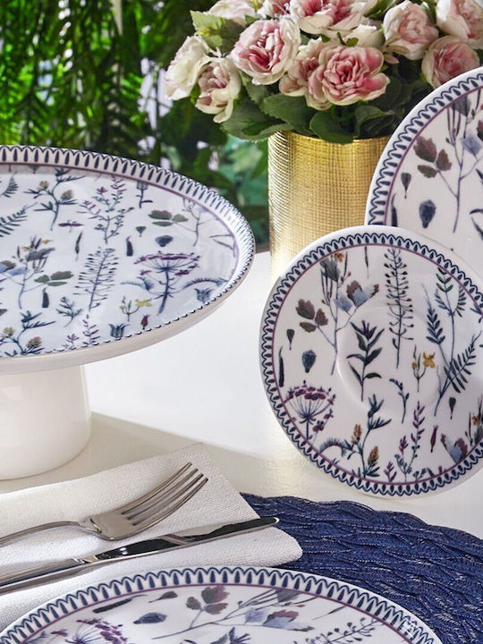 19-Piece Stoneware Porcelain Garden Wildflowers Dinnerware Set for 6 People 20x20cm
