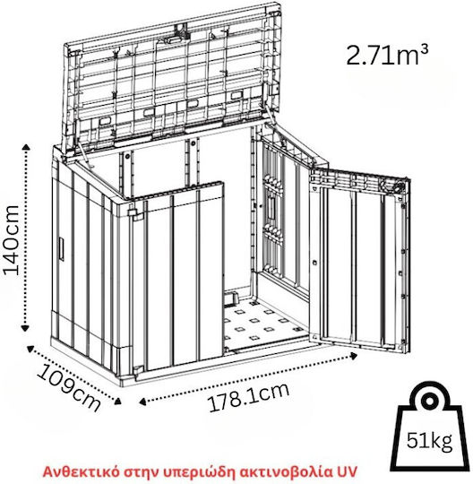 Depozit De Grădină Din Plastic L1.781xLățime1.09xÎnălțime1.4m