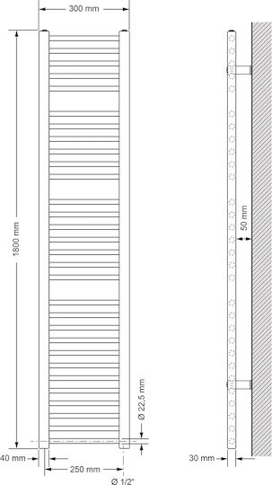 LuxeBath Πετσετοκρεμάστρα Μπάνιου 300x1800 Μαύρη right