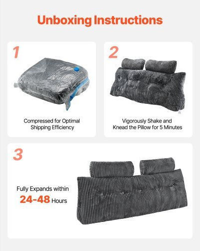 Vevor Fabric Gray Cushion for Bed Headboard 151x53cm