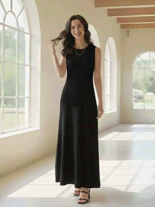 Maxi Hemdkleid Gestrickt  Schwarzes