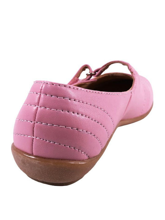 Παιδικές Μπαλαρίνες mit Bügel- und Schleifenverschluss Leder Rosa