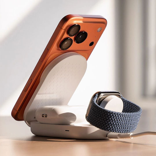Ringke Kabelloses Ladegerät Qi2 25W Weißs (3-in-1 Magnetic Wireless Charging folding Stand)