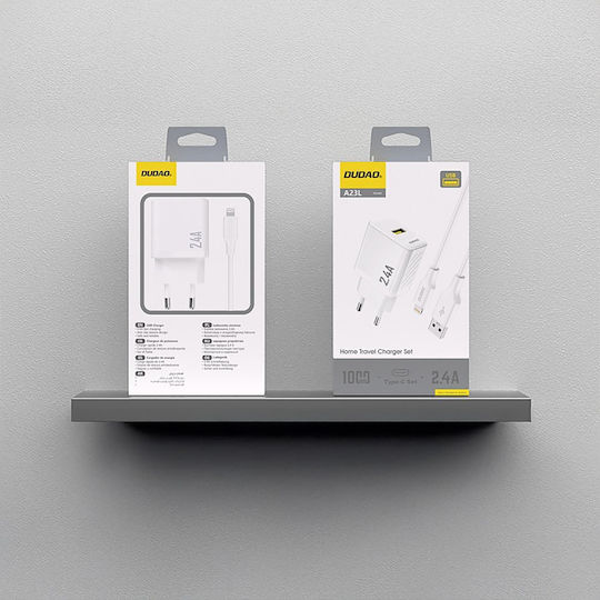 Dudao Charger GaN with USB-A Port and Cable Lightning 12W Whites (A23LEU)