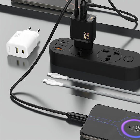 Dudao Charger GaN with USB-A Port and USB-C Port and Cable USB-C - USB-C 35W Power Delivery Blacks (A27MaxCEU)