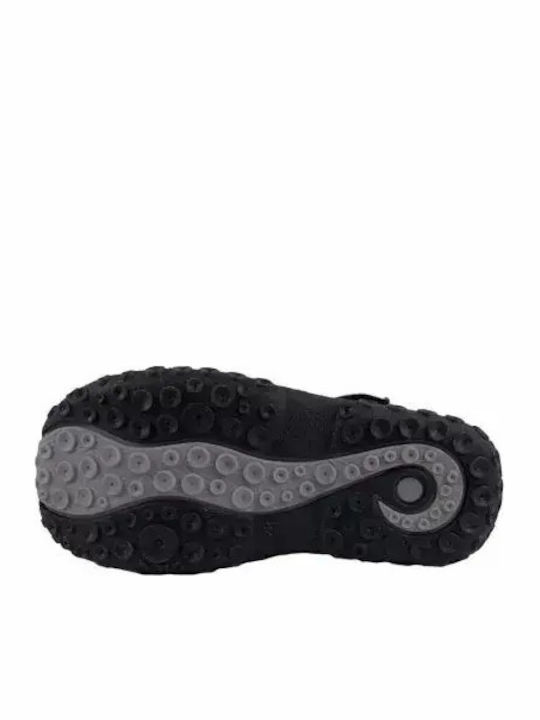 Kids Leather Ballerinas with Hoop & Loop Closure Black
