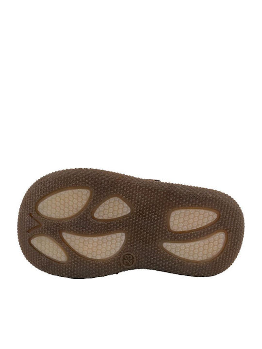 Kids Leather Ballerinas with Hoop & Loop Closure Brown