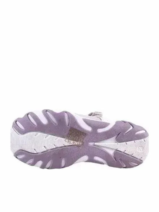 Kids Leather Ballerinas with Hoop & Loop Closure Silver