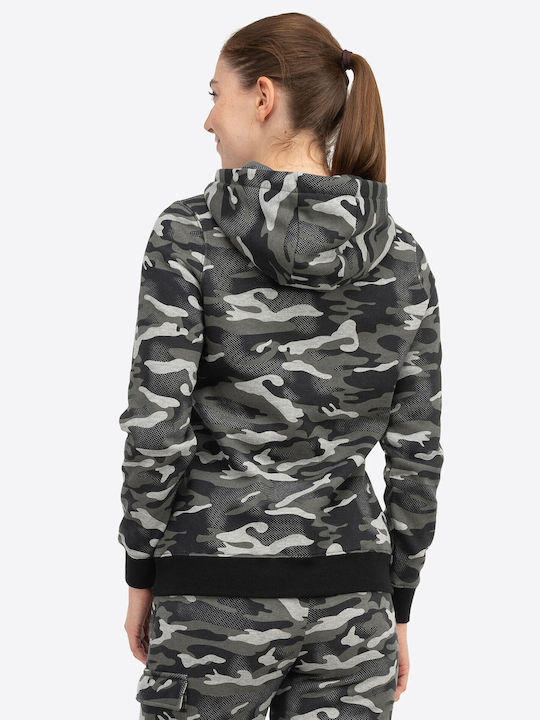 Clough Γυναικείο Φούτερ με Κουκούλα Camo Grey