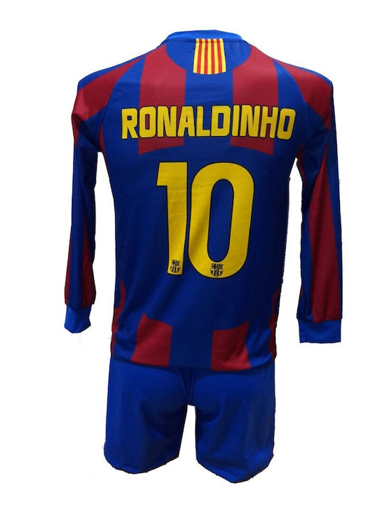 Παιδικό Σετ Ποδοσφαίρου Barcelona Ronaldinho Μπλε Κόκκινο 2026-12