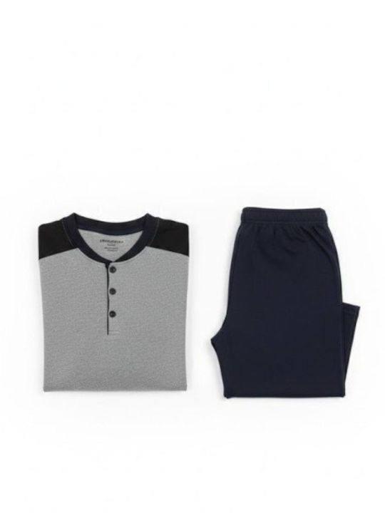 Soccus Men's Winter Pajamas Set Blue-grey