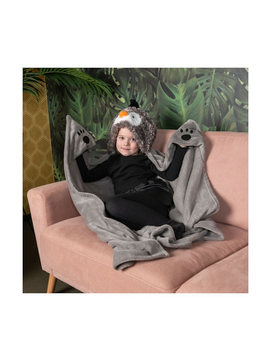 Noxxiez Κουβέρτα Penguin Γκρι 130x100εκ.
