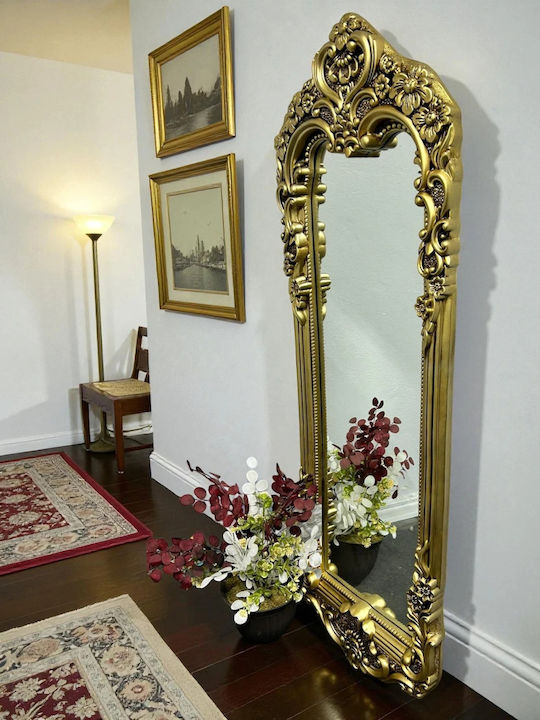 SteweHome Gewölbter Boden- oder Standspiegel mit Gold Polyurethan Rahmen 160x55cm